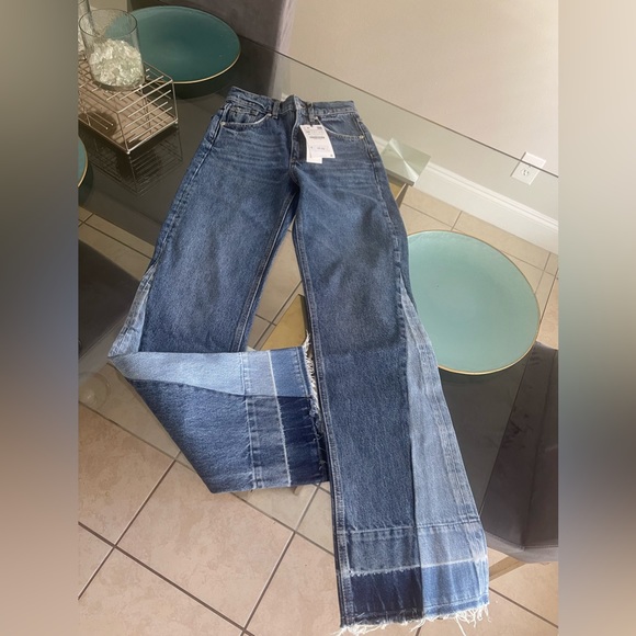 NWT ZARA Wide Leg Patchwork Collection Jeans SIZE 32 - Picture 3 of 16
